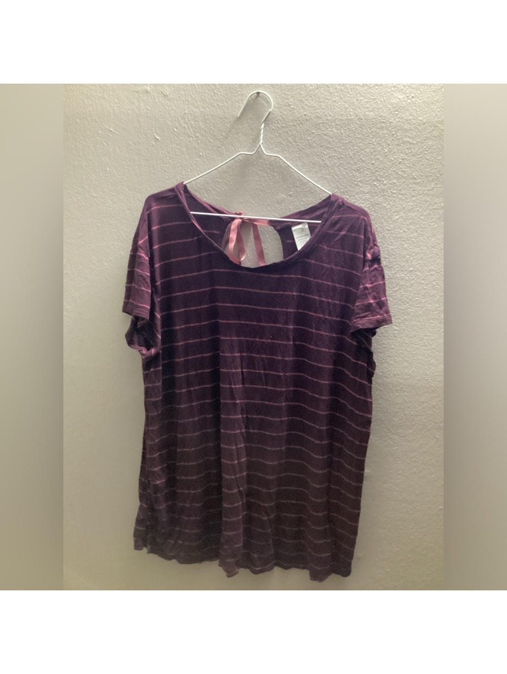 Women’s Terra & Sky 1X Purple Pink Stripe Bow In Back Blouse Tote 7